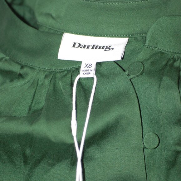 NWT 100% Tencel Machine Washable Womens XS Forest Green Blouse Button Down - Picture 2 of 7